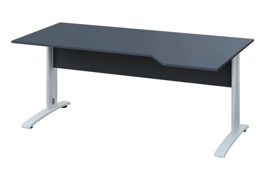 EZK 28 - 184 stůl kancelářský, rohový, pravý, kovová podnož bílá, deska 25 mm, široký 1800 mm, antracit